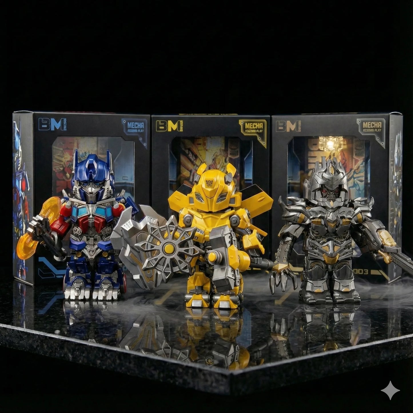 Minifig-Scale Buildable Transformers Mech Figures